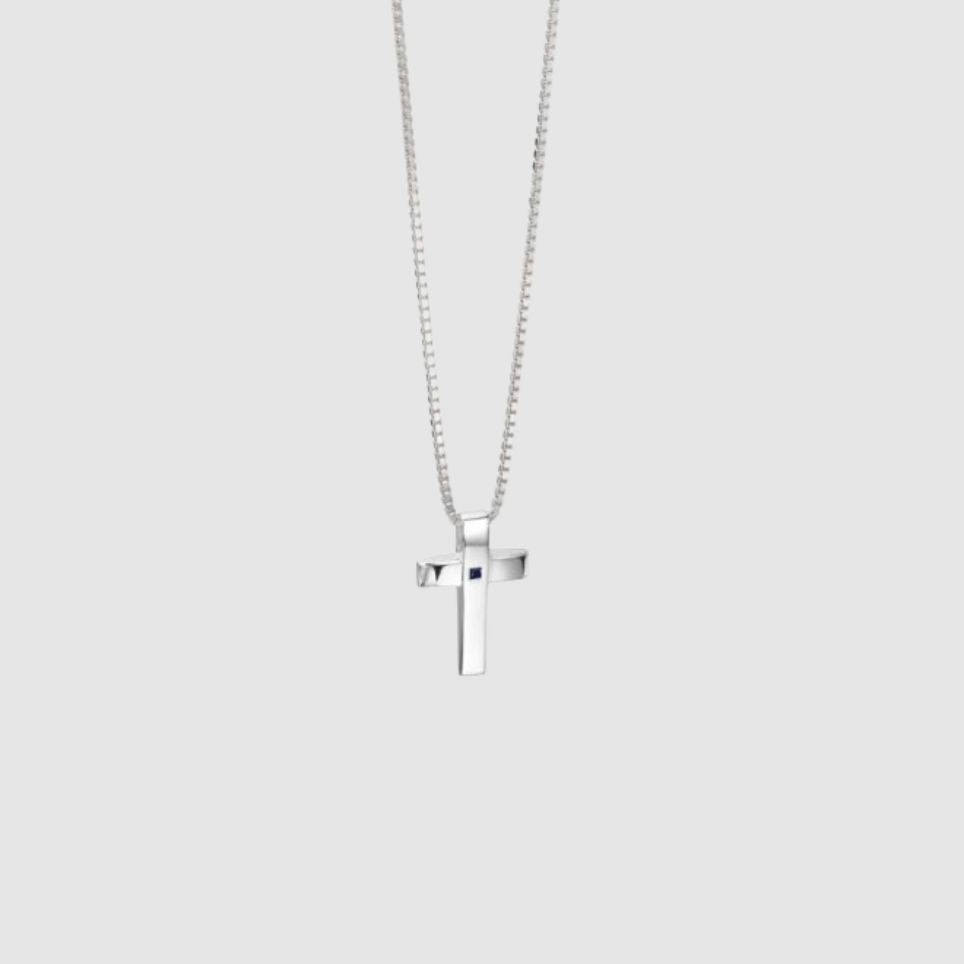 Cross Pendant with Blue Sapphire Stone