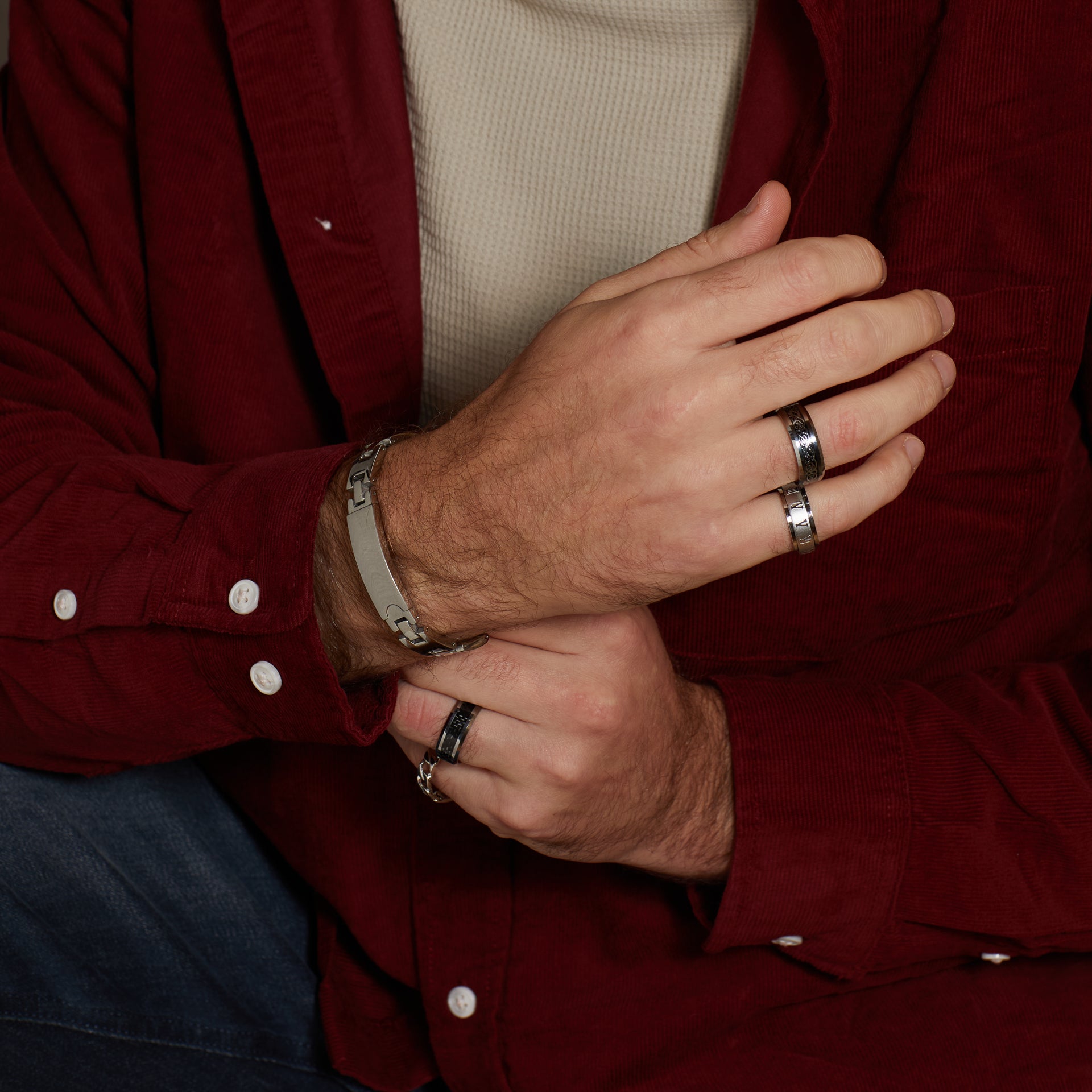 Gold Damascus Steel Rectangular Pendant