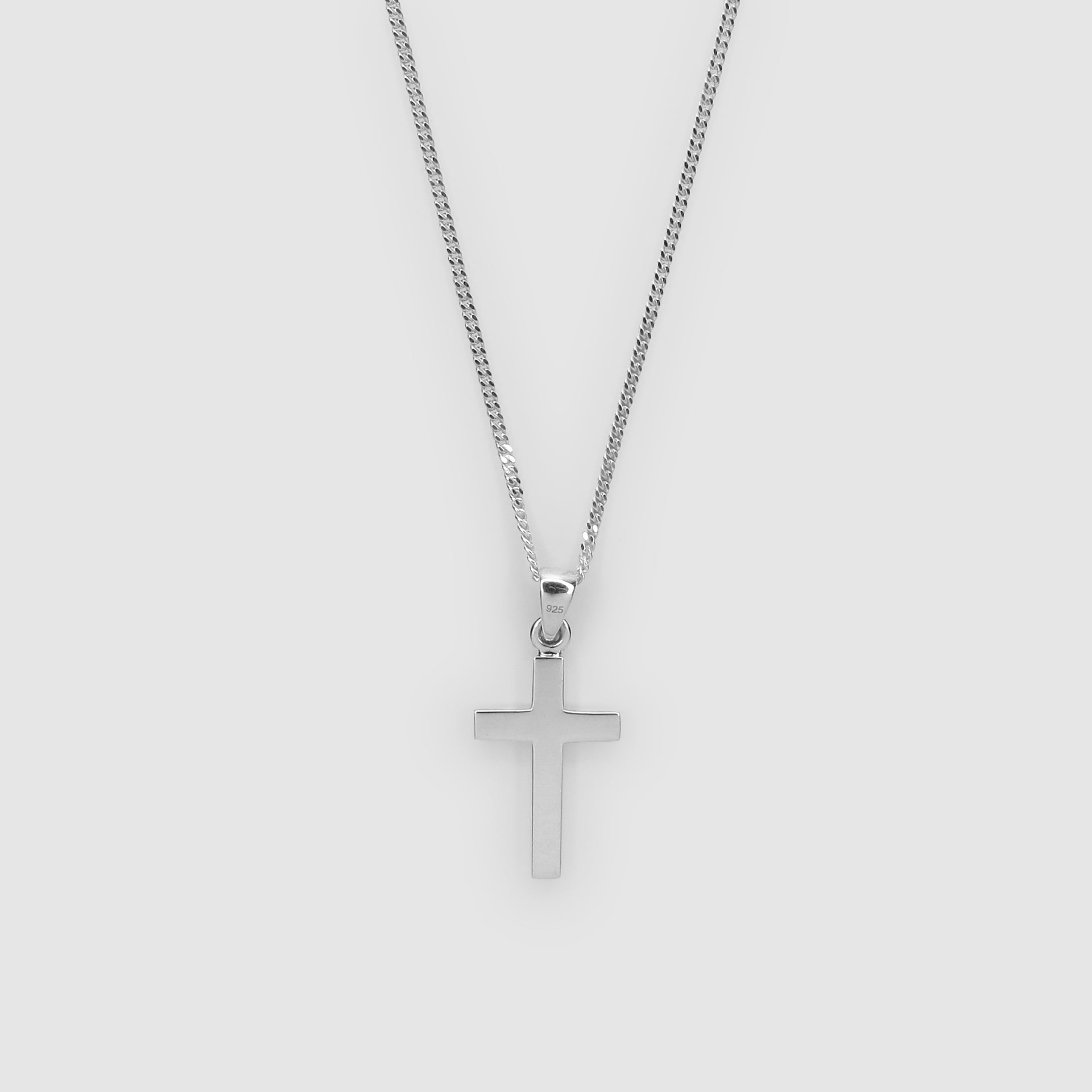Silver Cross Necklace X Classic Curb