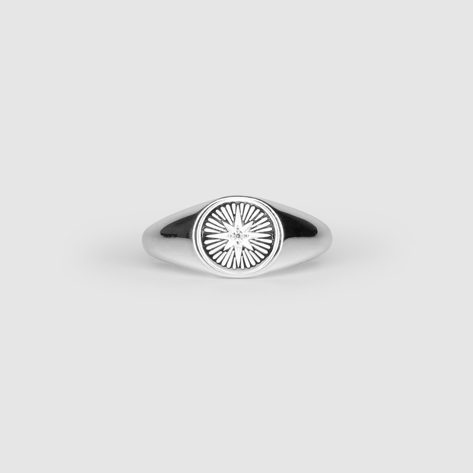 Zirconia Pole Star Signet Ring