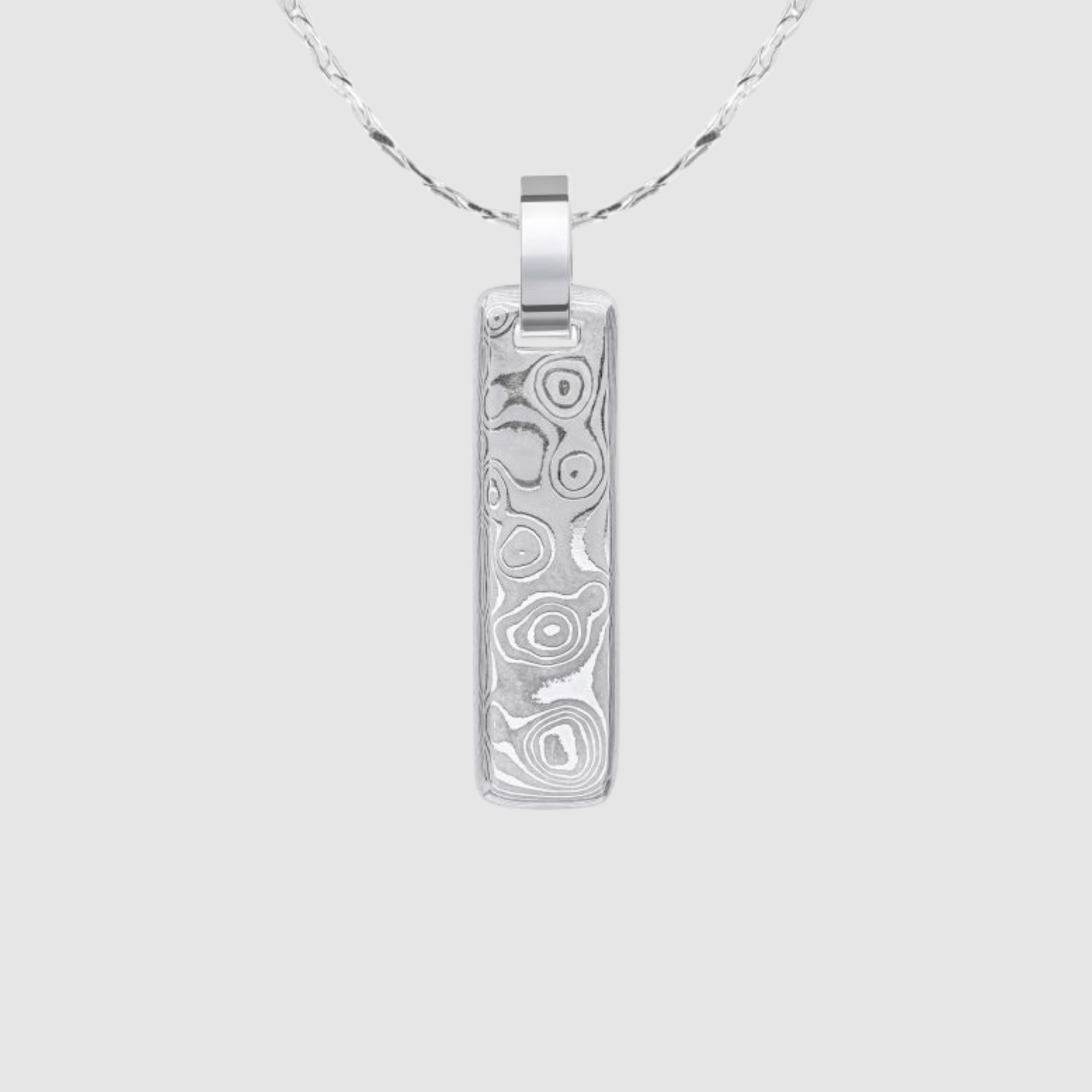 Damascus Steel Narrow Bar Pendant