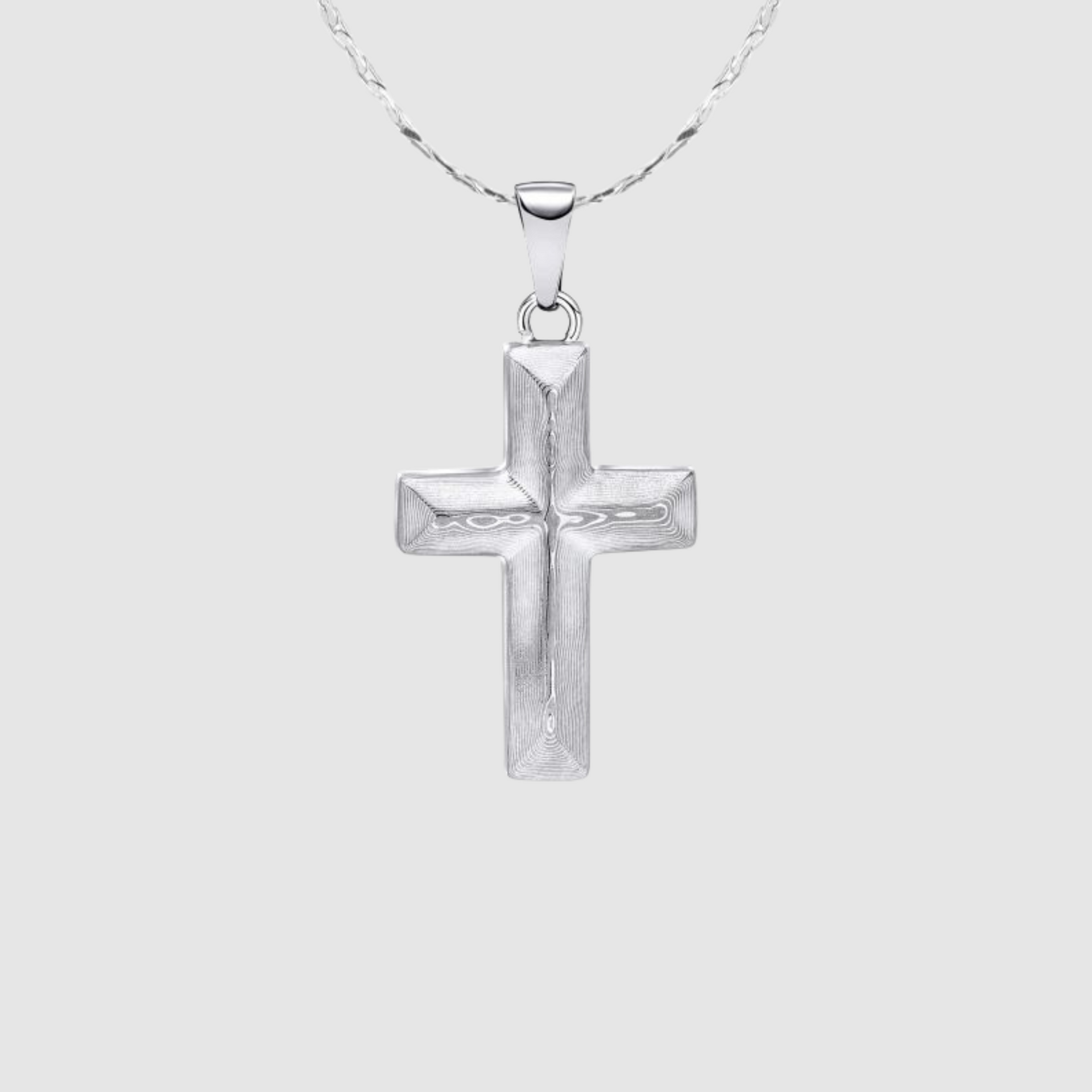 Damascus Steel Cross Pendant