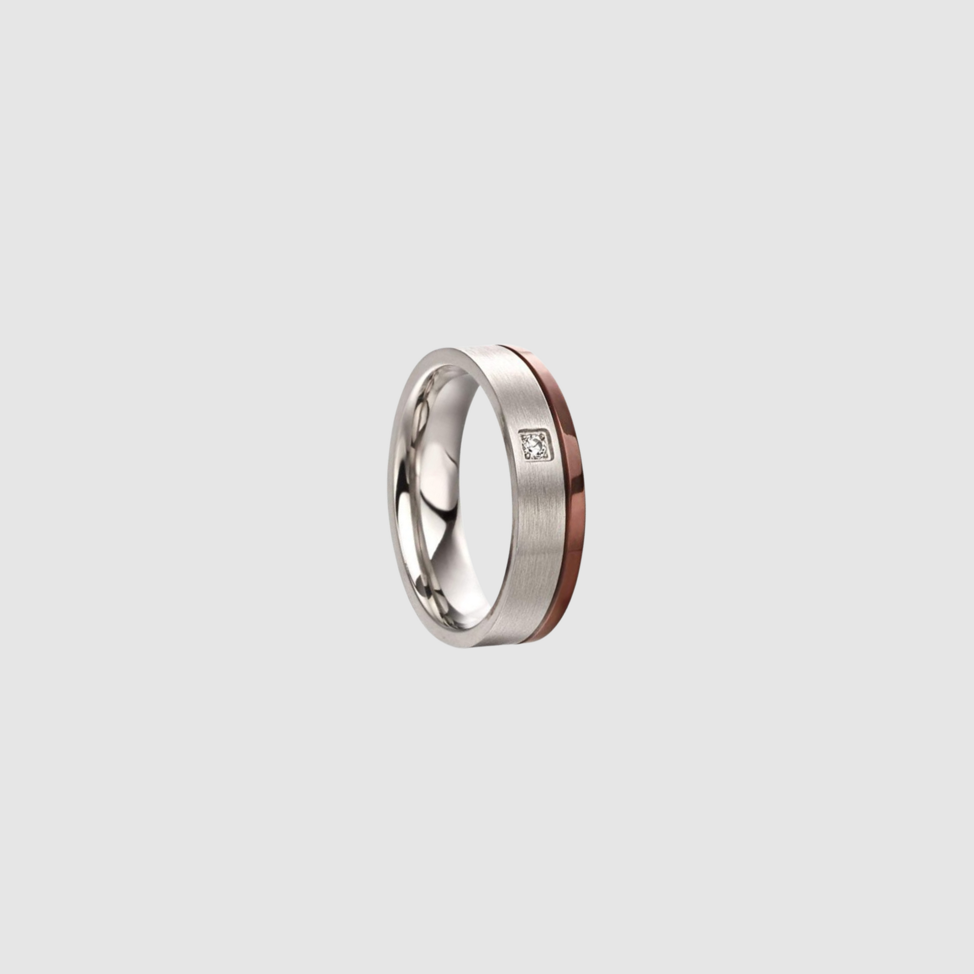 Brushed Steel Ring with Cubic Zirconia