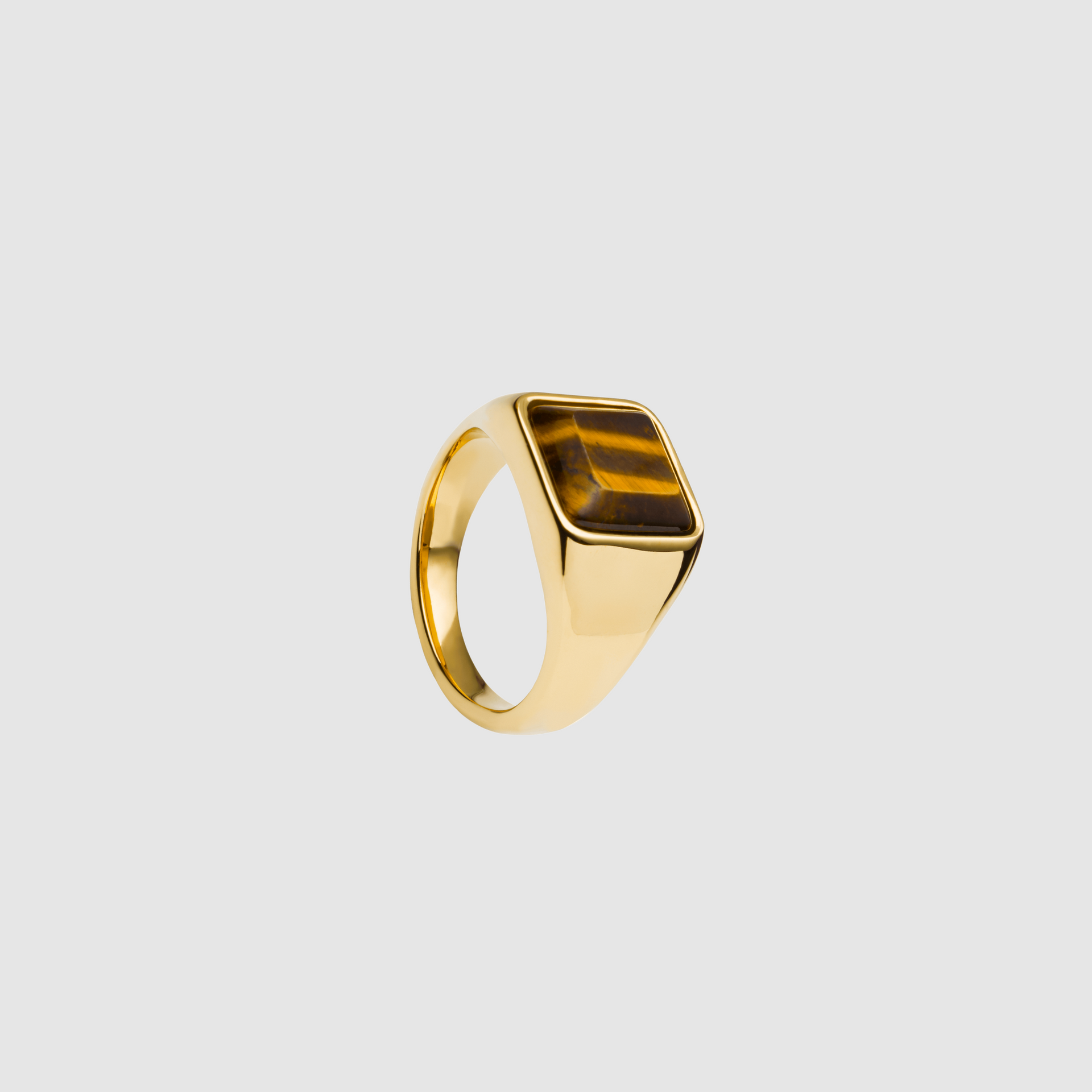 Gold Signet Ring with Tiger Eye Gemstone