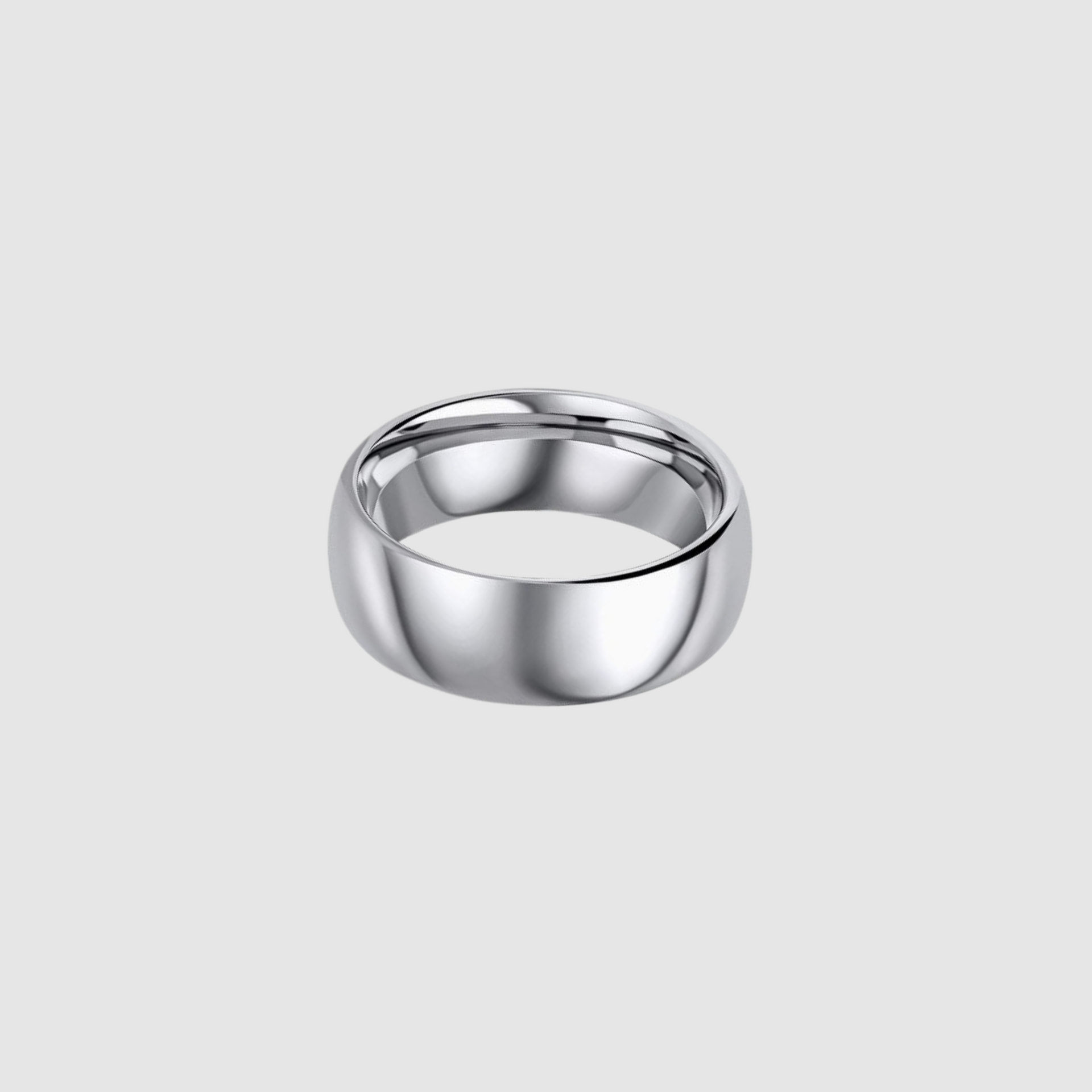 Silver Polished Tungsten Ring