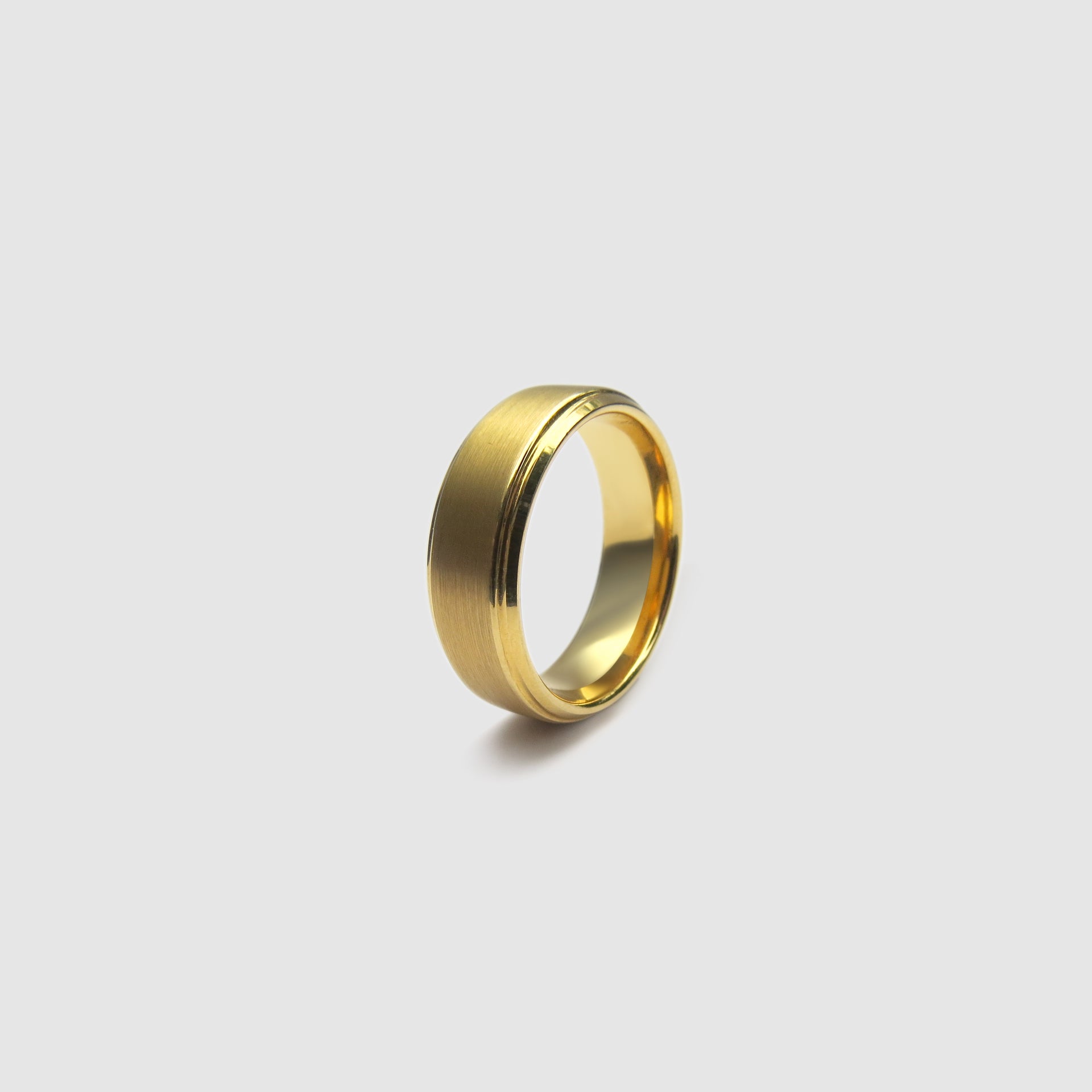Brushed Gold Plated Tungsten Ring