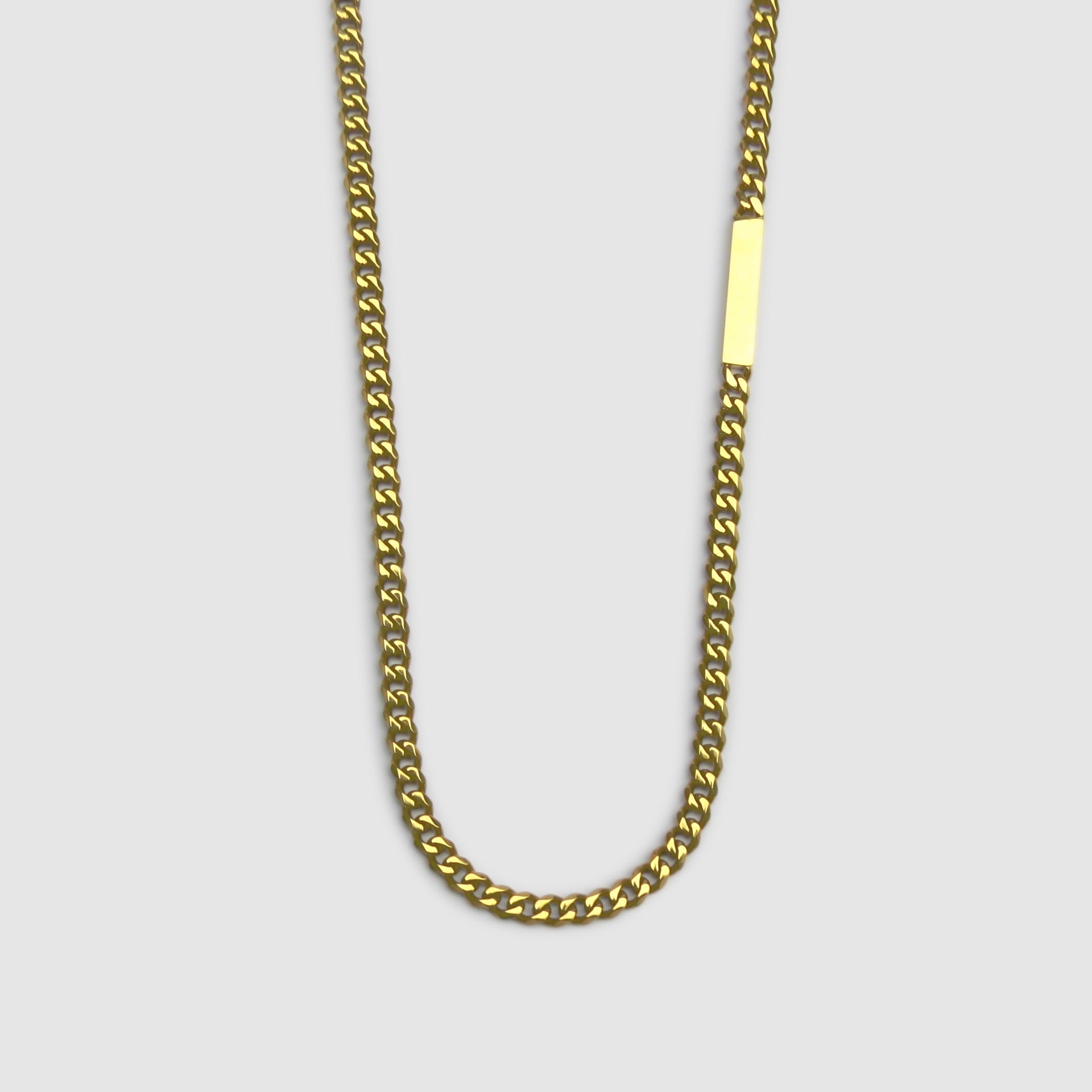 Gold Chain Necklace with Offset Bar