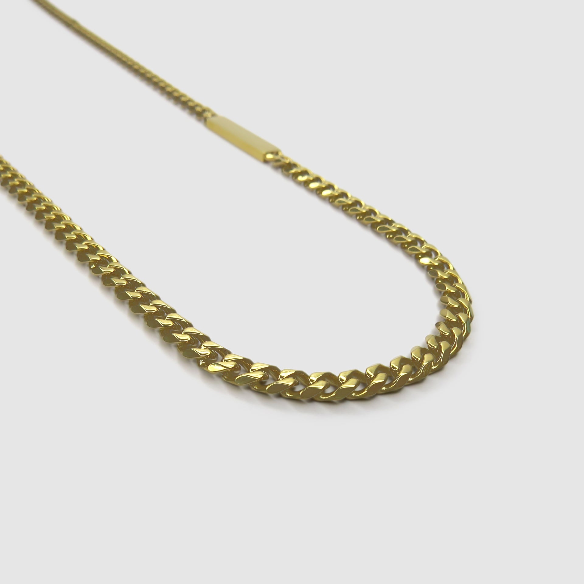 Gold Chain Necklace with Offset Bar