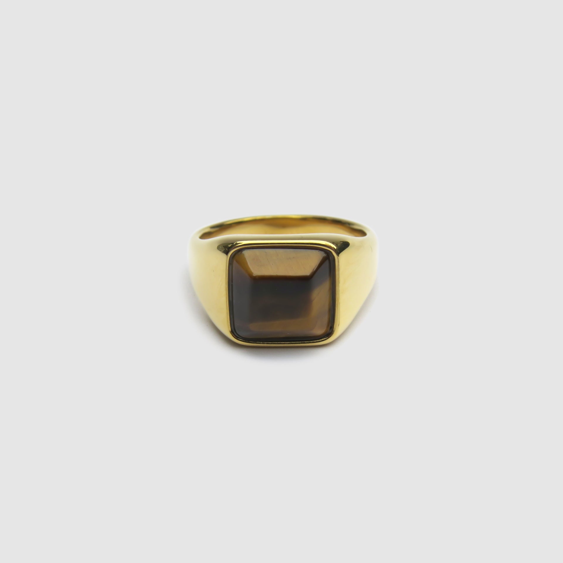 Gold Signet Ring with Tiger Eye Gemstone