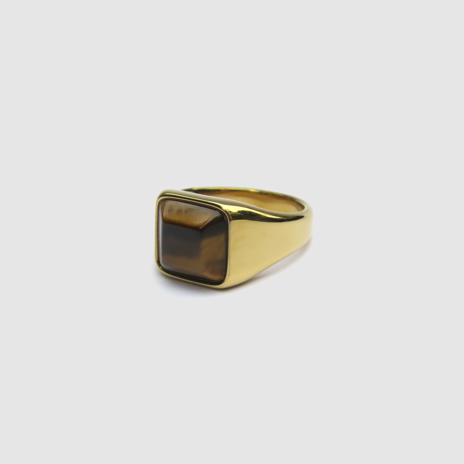 Gold Signet Ring with Tiger Eye Gemstone