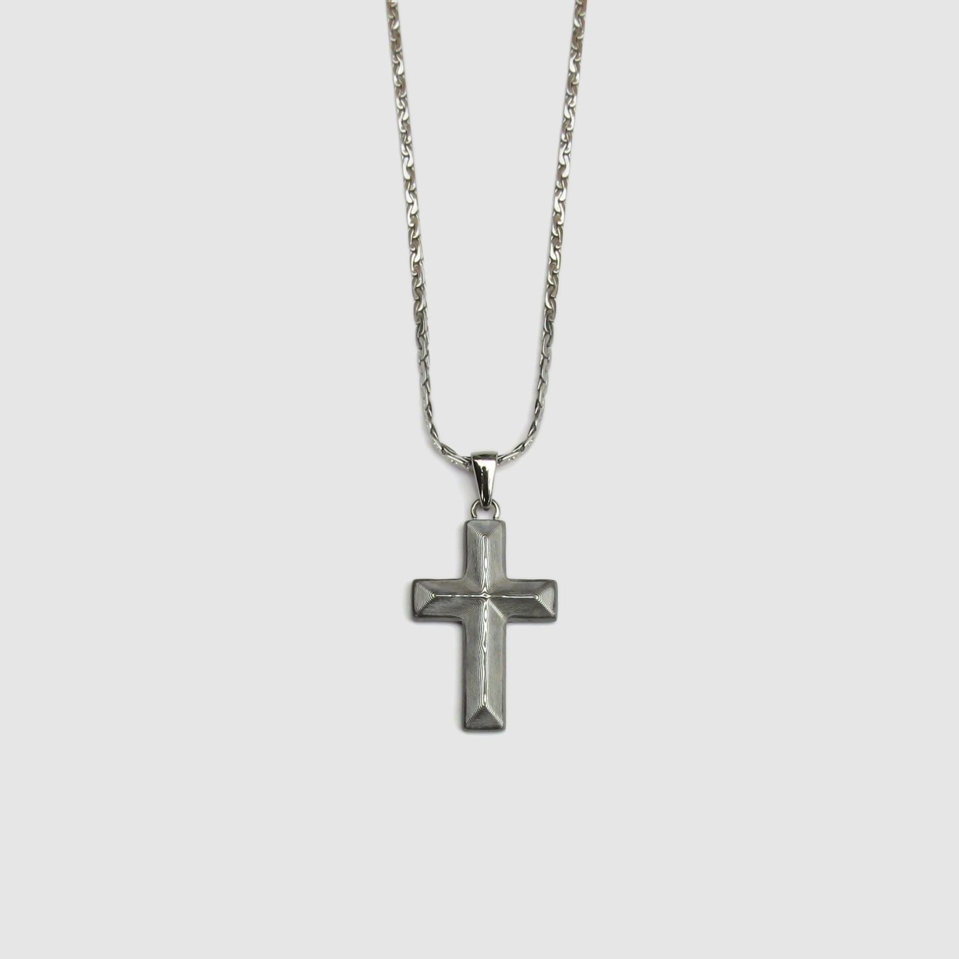 Damascus Steel Cross Pendant