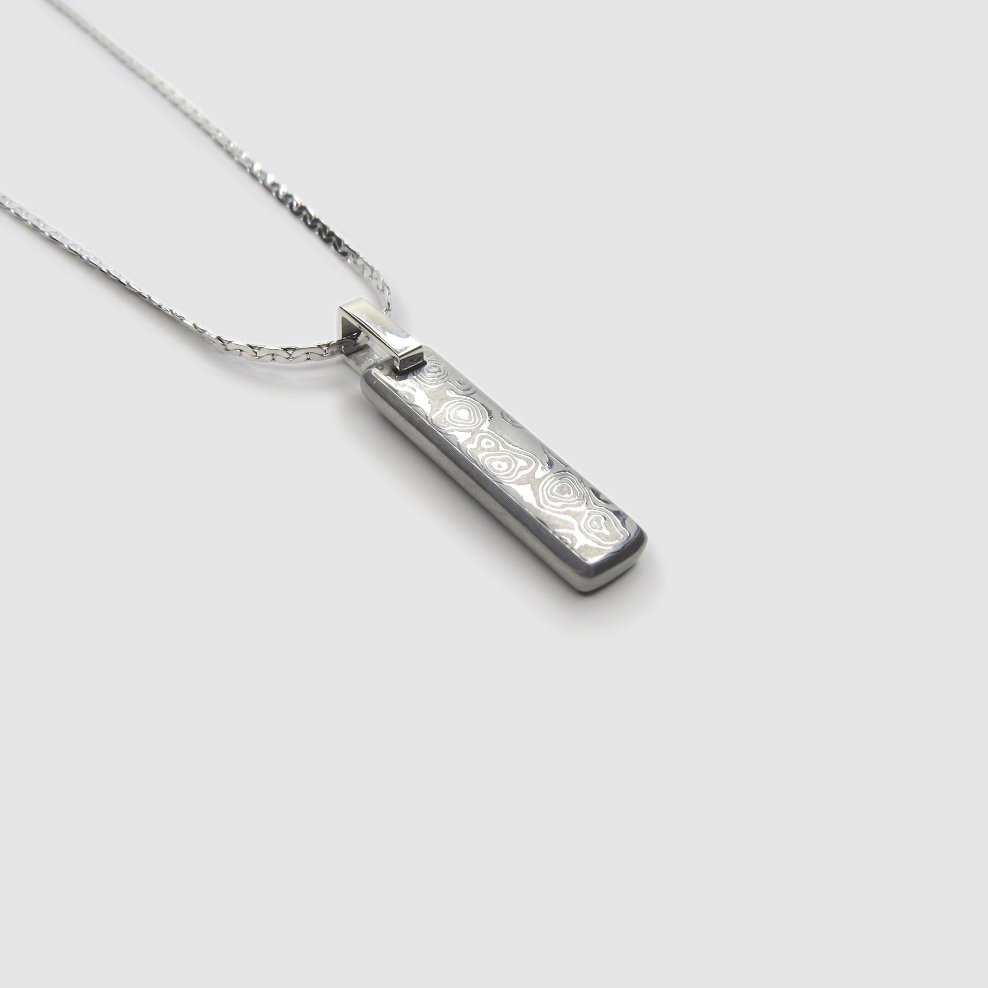 Damascus Steel Narrow Bar Pendant